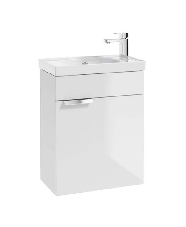  STOCKHOLM 50cm Wall Hung Cloakroom Unit Chrome Handle Gloss White