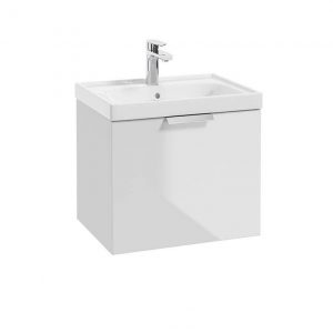 STOCKHOLM Gloss White 50cm Wall Hung Vanity Unit - Brushed Chrome Handle