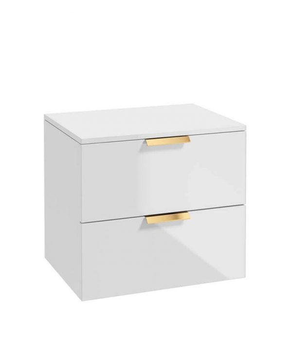  STOCKHOLM 60cm Unit with Counter Top Gold Handle Gloss White
