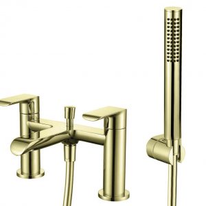 SCOPE Deck Mounted Bath Shower Mixer Brushed Gold