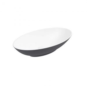 SKAL Oval Wash Basin 600x350 White - Midnight Grey & Waste