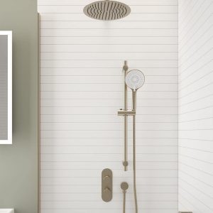Alita Knurled Shower Set 1 Brushed Nickel - Ceiling Mounted Fixed Head